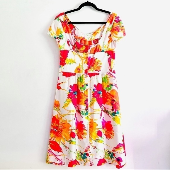 Sun Fashions of Hawaii Dress L Vintage Floral Print Fabric Buttons Vacation - Picture 9 of 11